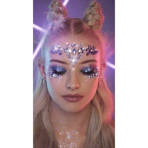 Halloween Ansiktsjuveler Festival Kvinnor Sjöjungfru Ansiktsjuveler Glittrande 9-delars Set Strass Mardi Gras Ansiktsjuveler