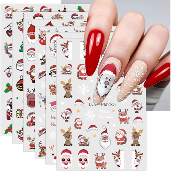 Jul Nagelstickers 10 Ark Nagelkonst Stickers Dekaler Självhäftande Nagelkonst Stickers Nageldekoration Nageltillbehör
