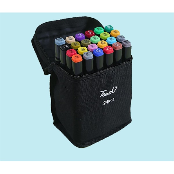 Kulampennor set med fodral Färgade pennor Vattenfärgspenna Dubbelsidig flerfärgad 24 pcs