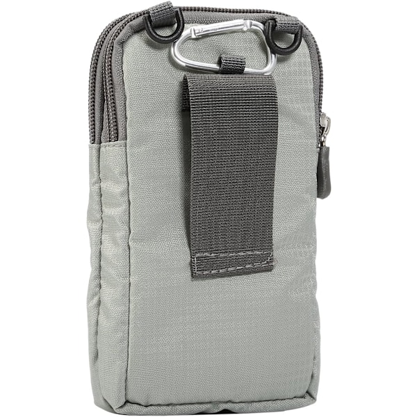 Matkapuhelimen vyölaukku, crossbody-matkapuhelinlaukku, ulkoiluun sopiva nailoninen olkalaukku, jossa vyölenkki ja karabiinihaka, vaaleanharmaa light gray 9*16.5*3.0CM