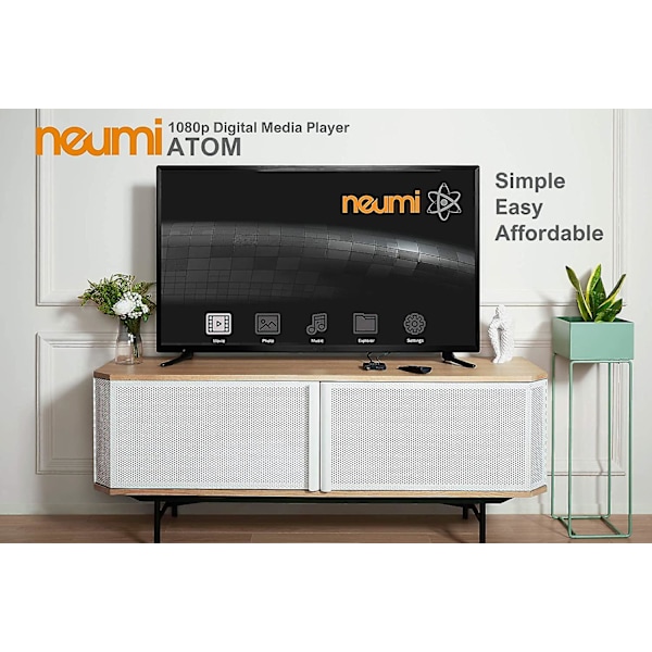 Neumi Atom 1080p Full-HD Digital Media Player för USB-enheter och SD-kort - Med HDMI och Analog AV, Auto Play och Looping