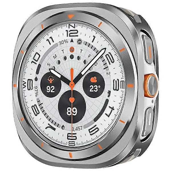 Skyddsfodral för Samsung Galaxy Watch Ultra 47mm, Klockram i aluminiumlegering PC{ee】 Grey Orange