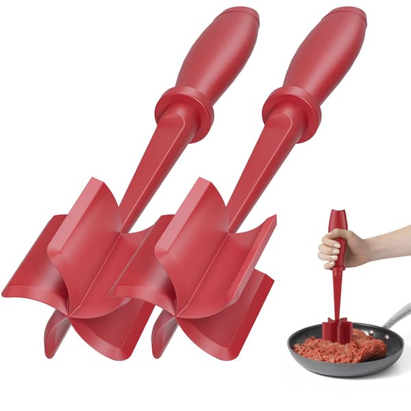Professional Double-Sided Meat Tenderizer, Heavy Duty Kitchen Mallet for Tenderizing Steak, Beef or Fish, Ergonomic Non-Slip Handle, Black Red
