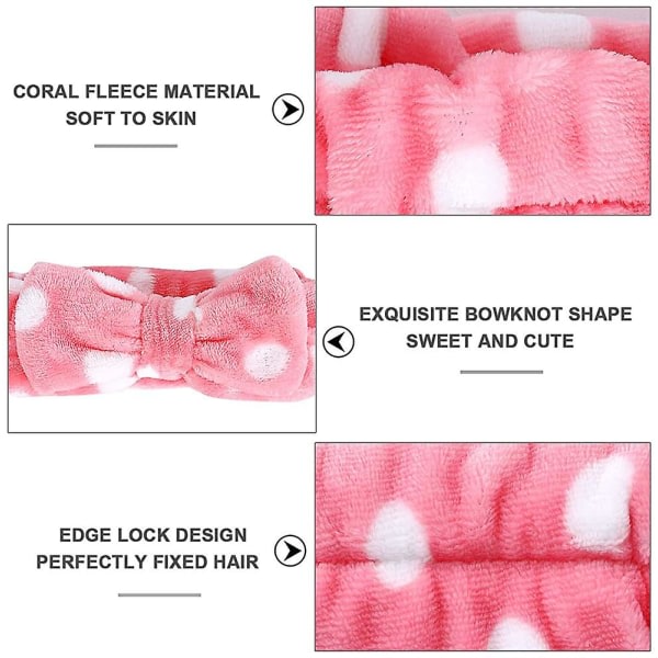 Spa-hårband 6-pack rosett hårband sminkhårband damer korallfleece