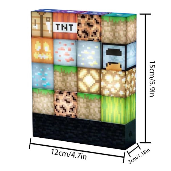 Minecraft Natlampe Byggeklodser Symaskine Lampe USB Strømforsyning