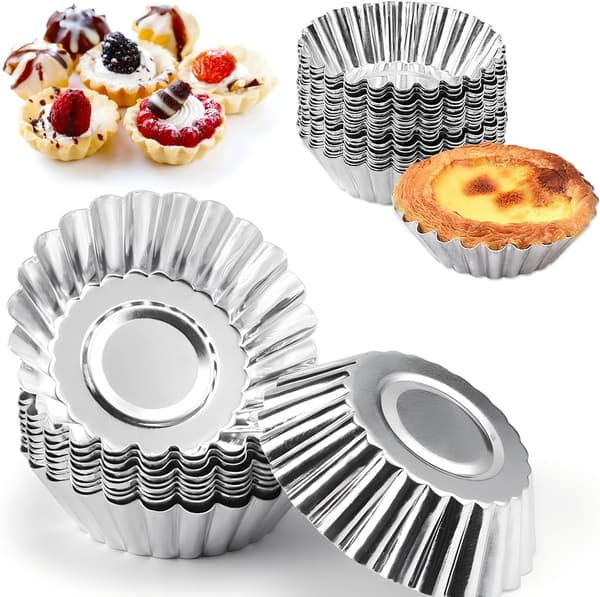Återanvändbara Mini Quiche Tart Bakformar För Äggkräm Puddingar Bakverk Professionellt Kök Restaurang Bakutrustning Set Om 30