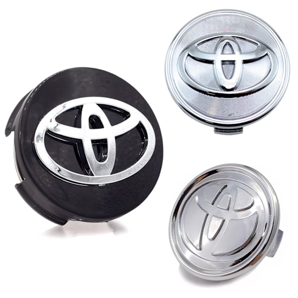 4-pak - Toyota Center Caps / Hjulkapsel Emblemer - B Silver 62mm - Silver (matte)