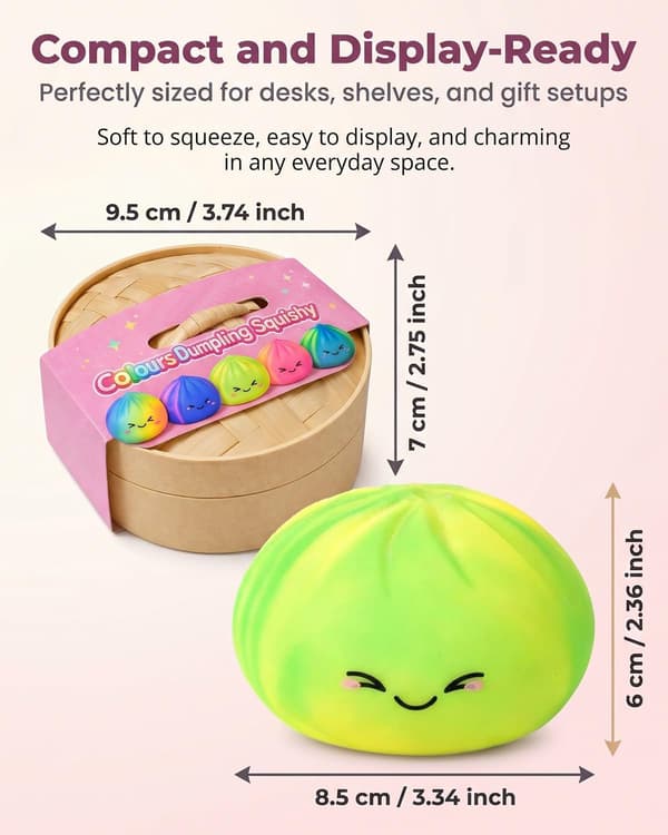 Tie Dye Dumpling Squishy Legetøj med Damper, Langsomt Stigende Blød Klemme Stressbold, Farverigt Sensorisk Angstlindrende Fidgetlegetøj til Voksne
