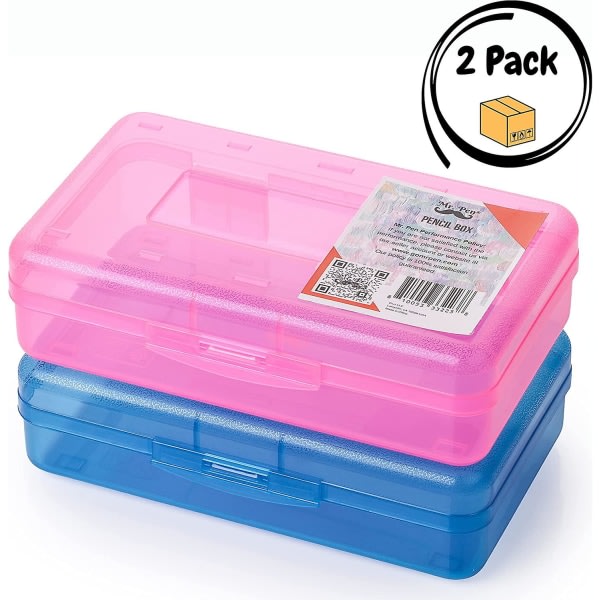 2-pack case, case with snap lid, plastic case Stackable design, box with accessories for children in school classroom