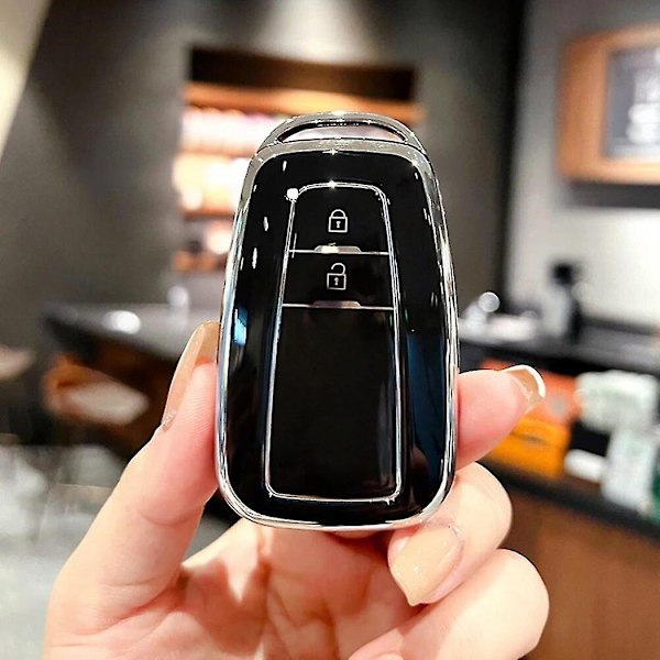 TPU Nøkkeldeksel for Toyota C-HR Chr Prius Rav 4 Camry Corolla 2017 2018 2020 2021 - Perfekt Tilbehør Black