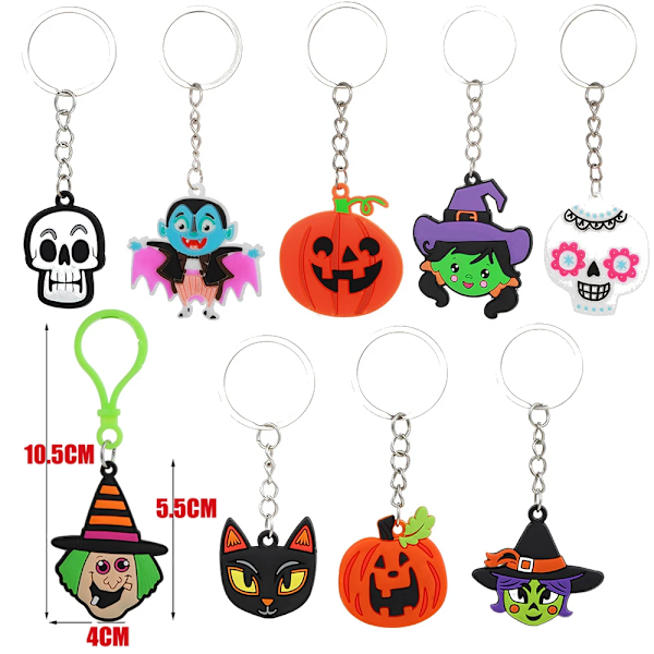 Halloween-leker Simulert Skorpion Horn of Plenty Morsomme Halloween-gaver Bulk Flaggermus Edderkopp Ring Gresskar Spøkelse Flaggermus Liten Spøkelse Strømbil 9 stk nøkkelring 9pcs key chain Other