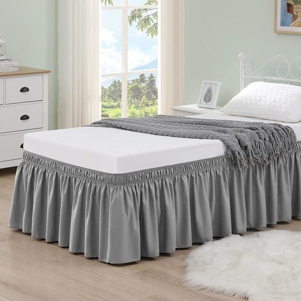 Bed cover elastic bed skirt Grey