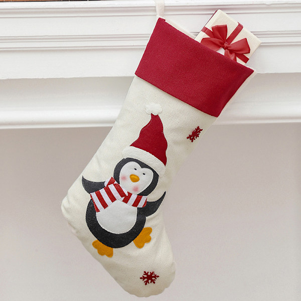 Julstrumpor Set 4 st Julstrumpa Tomte Snögubbe Strump Hållare Ornament Presentpåsar för Familj Träd Festtillbehör
