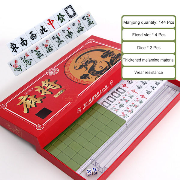 Bärbar Liten Handgnuggande Mahjong Logiskt Tänkande Övningsspel Gåva till Vänner Familj Forest Green