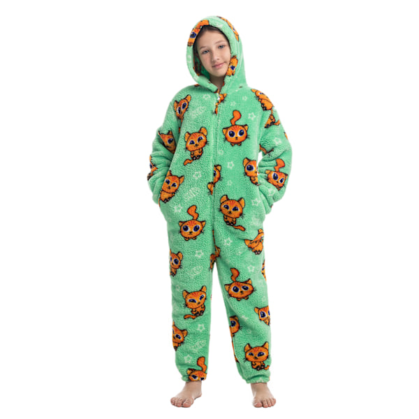 Barn Onesie Pyjamas Sött Mönster Tryck Dragkedja Unisex Huva Fluffig för Vinter Höst Typ 5 Type 5 130
