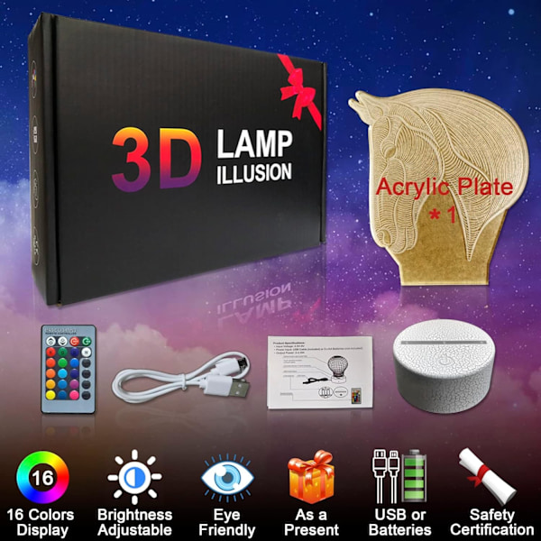 WJ 3D Illusions nattlampe Dragen LED Bordlampe med fjernkontroll 16 fargeendrende farger for hjemmeinnredning Bursdag - WELLNGS eldsprutande drake