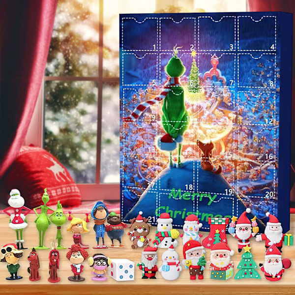 PIMPIMSKY Julekalender Blind Box med 24 Overraskelseslegetøj Dukker Ornament Julegaver til Børn Blå