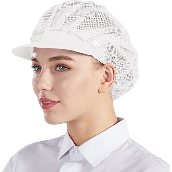 3-pakkaus Mesh Chef -valkoisia, unisex-keittiöhattuja Mesh-verkolla, W