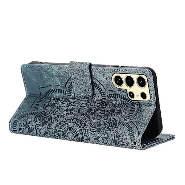 Frostat Läderfodral för Mandala Emed Retro Telefon Blå{ee} Blue For Samsung Galaxy S24 Ultra 5G