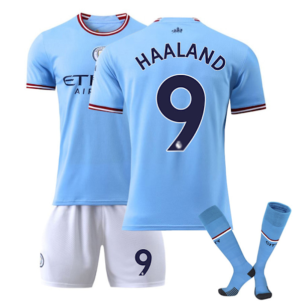 2223 Manchester City Hjemmebørnefodboldsæt nr. 9 Haaland 8-9 years