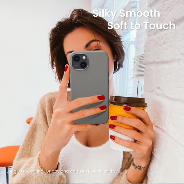 iPhone 13 Case, Liquid Silicone Case for 6.1 inch iPhone 13, Ultra-thin Case, Full Coverage Shockproof Protective Soft Case Cold Gray