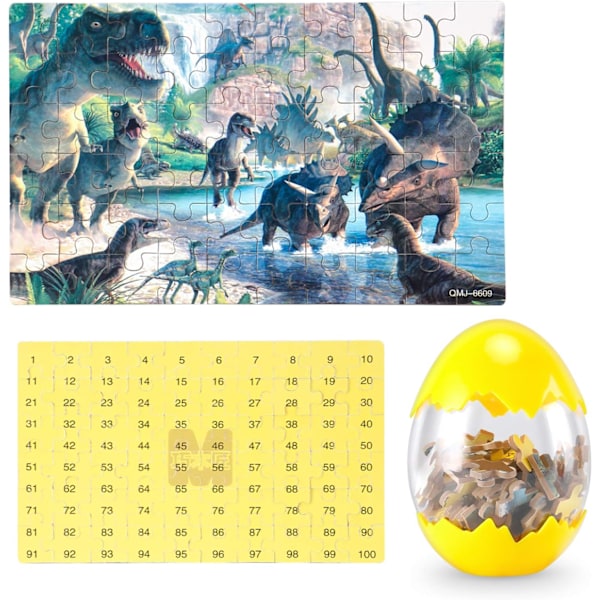Dinosauriepussel, Träpussel 60 Bitar Pussel för Barn 3 År + Dinosaurieleksaker 2-pack Pojkar Flickor Presenter