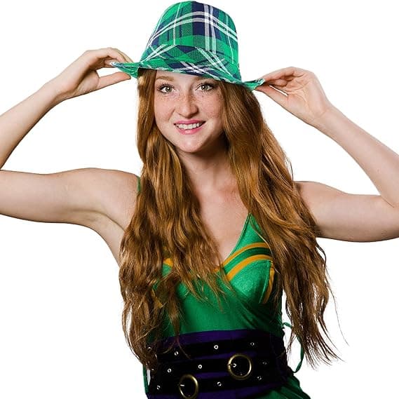 St Patrick's Day Fedora Hatt - Irländsk Rutig Pysslinghatt för Män Kvinnor Barn - Grön Kostymaccessoar för Fest