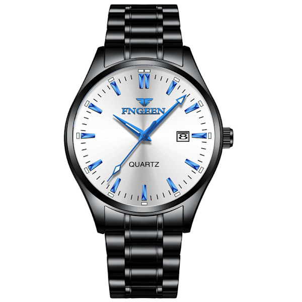 Herre Business Quartz Ur, Analog Vandtæt Lysende Dato Casual Armbåndsur B-White