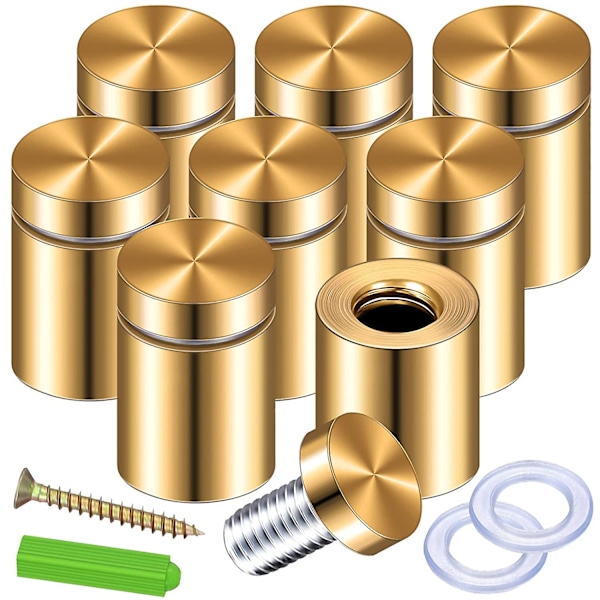 8-pack distansskruvar 3/4 x 6/5 tum guld skylt distanser hängande akrylram reklamskruv set {ee}