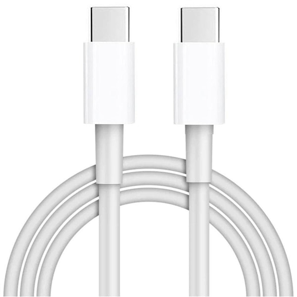 2-pack 2m Snabbladdningskabel USB-C till USB-C Kabel Vit White Vit