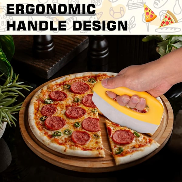 Pizzaskärare med (gul) degskärare, pizzaskärare med skydd