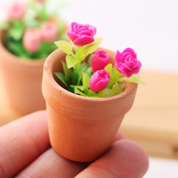 2 st utomhusleksak DIY miniatyrkruka unika bonsaikrukor konstgjorda krukväxter（4,5X3X3CM，olika färger）