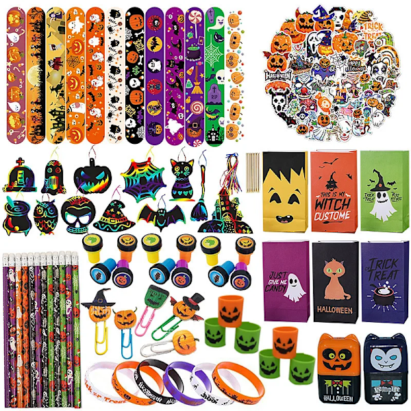 Halloween Legetøj Simuleret Skorpion Horn af Overflod Sjove Halloween Gavepakker Massevis af Bat Spider Ring Græskar Spøgelse Bat Lille Spøgelse Power Car 12 stk. Stempel 12pcs stamp Other