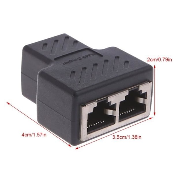 2-suuntainen LAN-verkkokaapeli Ethernet-naarasjakaja-adapteriliitin, musta