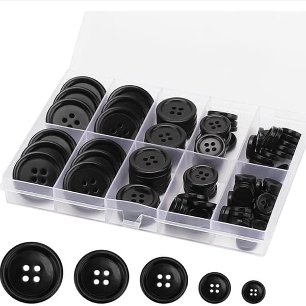 Mustat napit, askartelunapit, 100 kpl lajitelma nappeja ompeluun, D