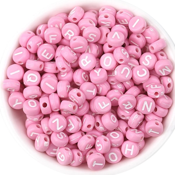 Akryl Alfabet Perler Multifunktionelle DIY Smykketilbehør Kreative Armbånd Øreringe Pink