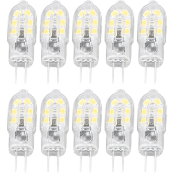 10 stk G4 LED-pære Lysstyrke Dimbar Høy Fargegjengivelse Transparent Skall Lamper for Landskapsbelysning DC 12V (Varmhvit)
