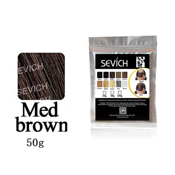 10 Färger Tjockande Hårfibrer Pulver 50g Hårfibrer Byggnadsförlängningar Pulverbehandling för Håravfall Medium Brown