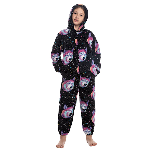 Børne Onesie Pyjamas Sødt Mønster Print Lynlås Unisex Hætte Fluffy til Vinter Efterår Type 1 Type 1 140