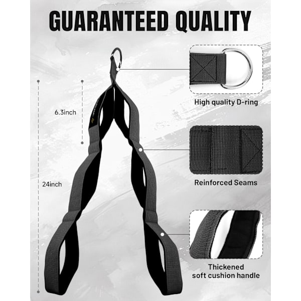 Triceps Rep Attachment - Improved Range of Motion Cable Handle for Pushdowns, Curls, Face Pulls, Professional Gym Use black black color