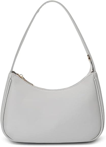 PU læder skuldertaske til kvinder, mini crossbody taske med lynlåslukning, grå