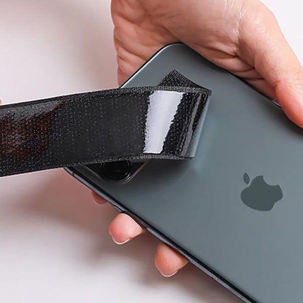 Velcro självhäftande 8 meter extra stark, dubbelsidig (svart)