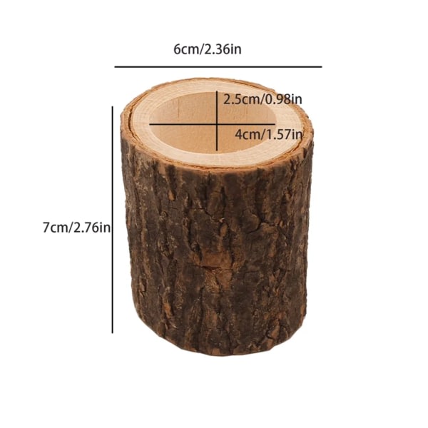 3 st Bark Wood Nail Ljusstakar Heminredning Bordsdekorationer 2.5*6cm 4.2*6cm 7*6cm