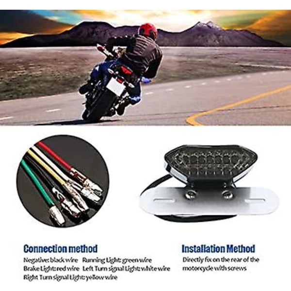 (sort beslag rød hætte) 12v motorcykel integreret bremse blinklys baglygte nummerpladeholder LED{EE}