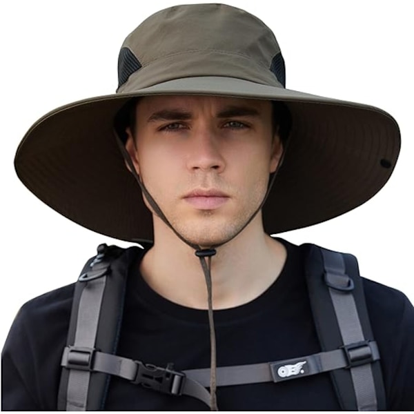 Solhatt Anti-UV UPF 50+ Utomhus Fiskehatt Bred Brim Fiske (Grön){ee} D