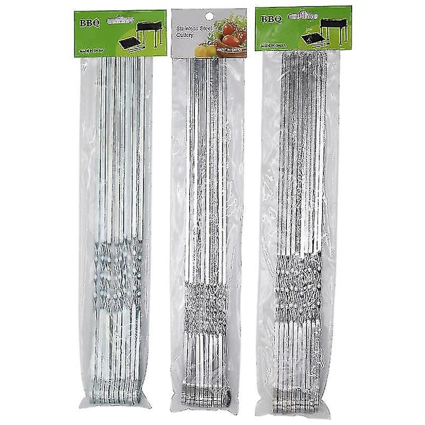 20 st BBQ Grillspett Platta Metall Grillspett Rostfritt Stål Shish Kabob Pinnar