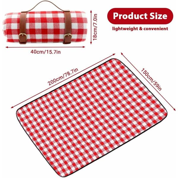 Picknickteppe, 150x200 cm picknickteppe, sandtett strandteppe, stort sammenleggbart bærbart vanntett strandteppe, egnet for hager, camping og strender.