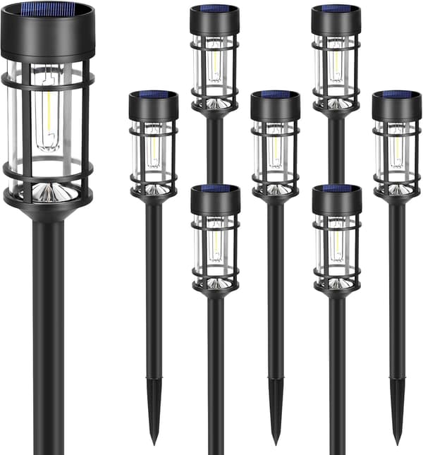 Solcellehavelamper, 8-pak LED Solcellelamper Udendørs Vandtætte, Glas Solcellelamper til Have Landskabsbelysning
