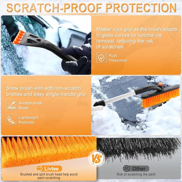 Extendable Ice Scraper & Snow Brush 80 cm – 360° Rotating Snow Remover for Car, SUV & Pickup