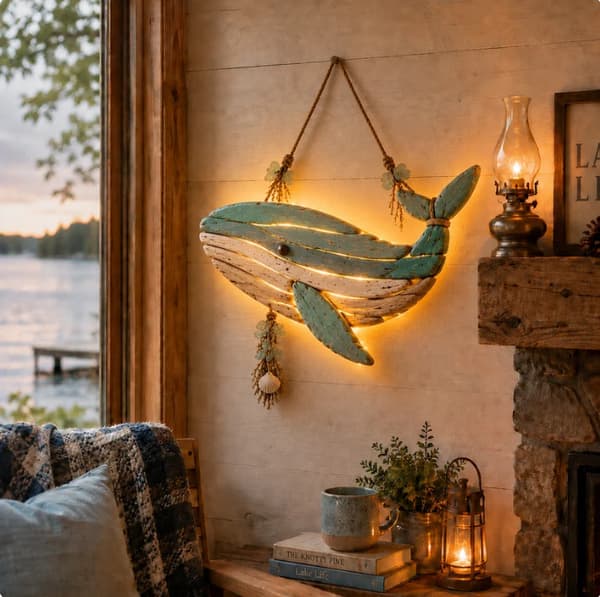 Belyst kustfisk väggdekor nautisk heminredning sea turtle No light